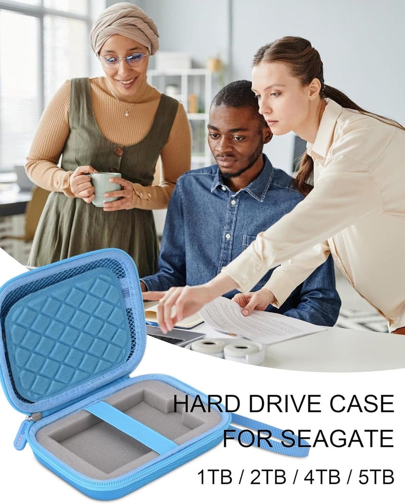 stukcaze External Hard Drive Case for Seagate 1TB 2TB 4TB 5TB HDD Hard Drives EVA Portable Carrying Case - Blue - Image 2
